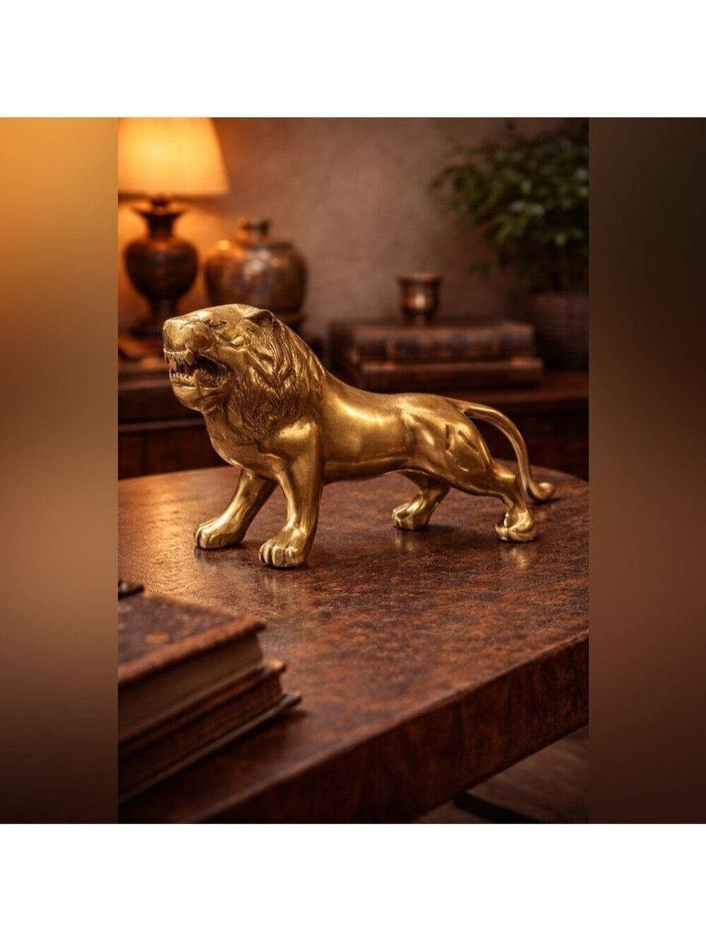 Massive Vintage Solid Brass Roaring Lion Leo Sculpture 🦁 Heavy Majestic Guardian